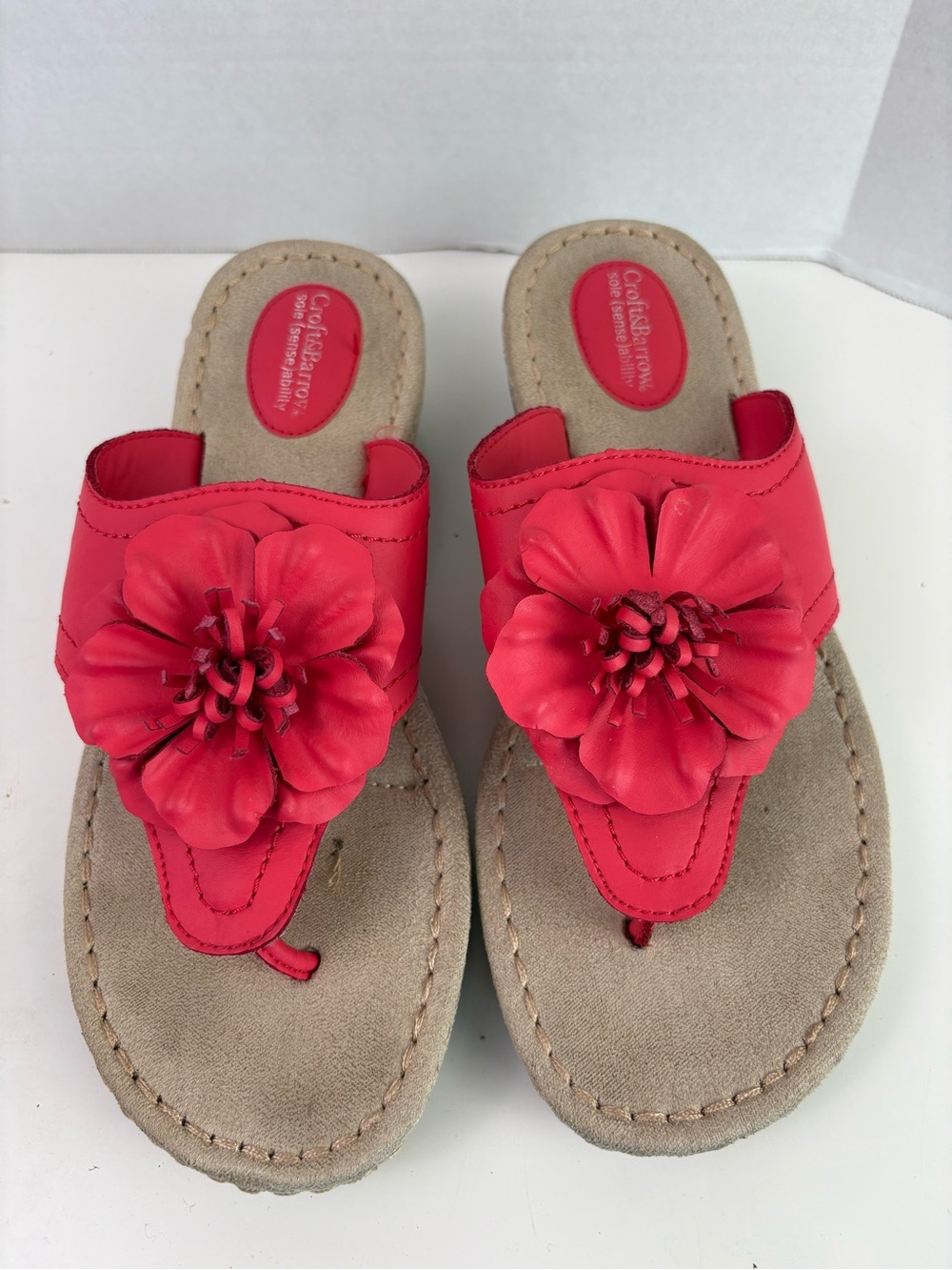 croft & barrow Red Floral Toe-Post Sandals for Women
